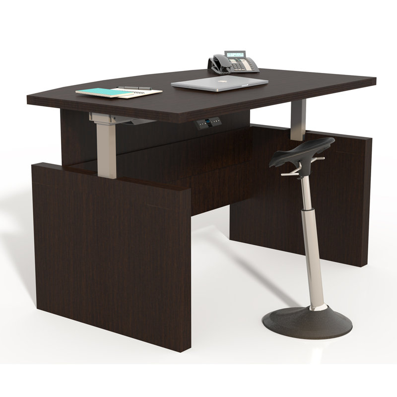 Mocha Adjustable Height Standing Wood Desk, 36" x 72"