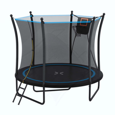 Trampoline with Enclosure net and Ladder, Outdoor Trampoline for Kids and Toddlers, Backyard Recreational Trampoline