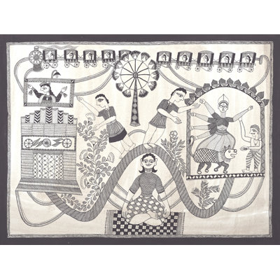 28" Fair Festival With Durga Pooja | Traditional Colours On Handmade Canvas
