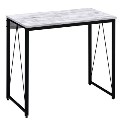 Bureau d'écriture pour chambre de résidence, blanc antique et noir, bureau de travail rustique en métal
