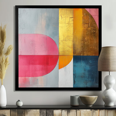 Motif géométrique abstrait doré rose et gris géométrique II