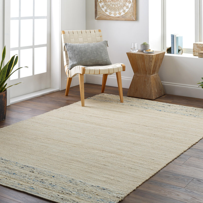 Striped Indoor Rug, Rectangle 6' x 9', Light Beige