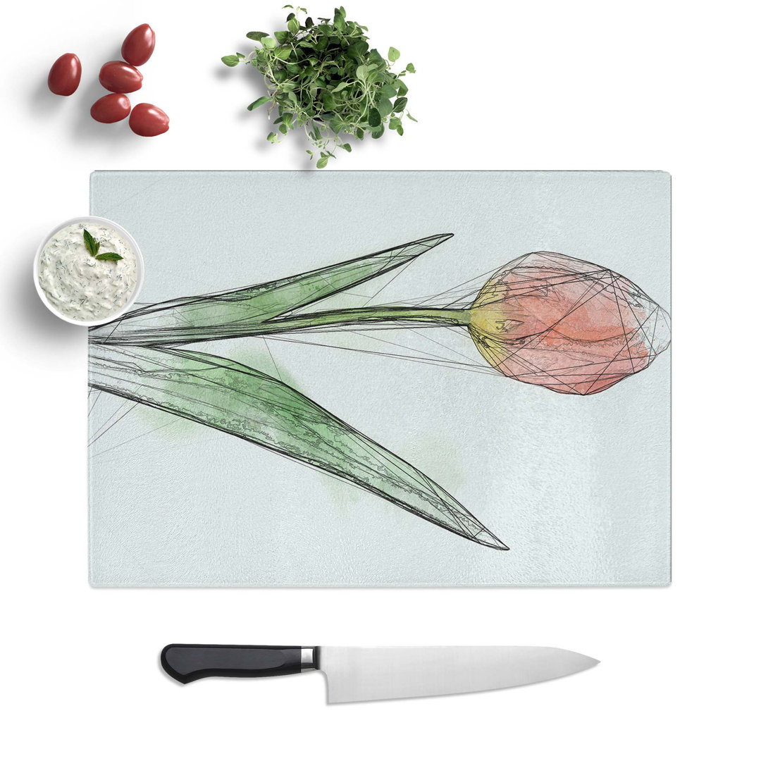 Tempered Glass Tulip Flower Chopping Board