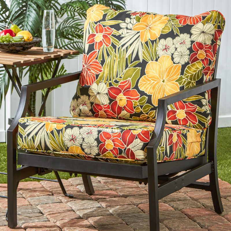 Lester Outdoor Premium Deep Seat Chair Cushion, Aloha Black