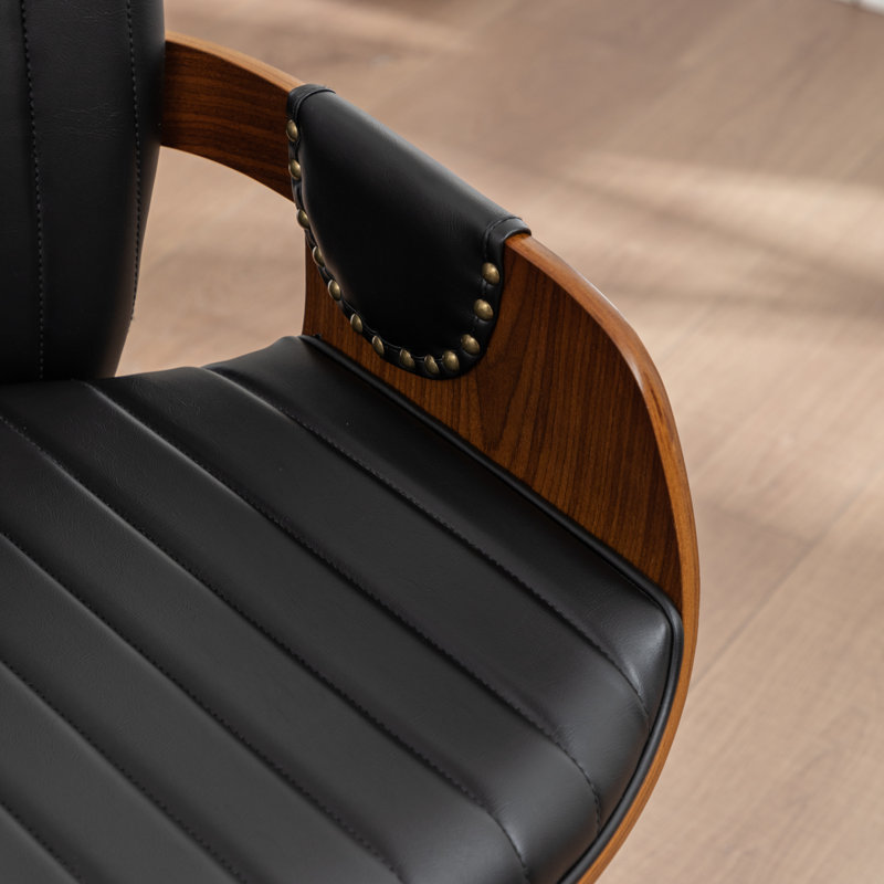 Fauteuil pivotant rembourré en similicuir Dundrod, Noir