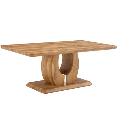 Modern simple luxury rectangular coffee table in wood color. The computer desk. The game table.