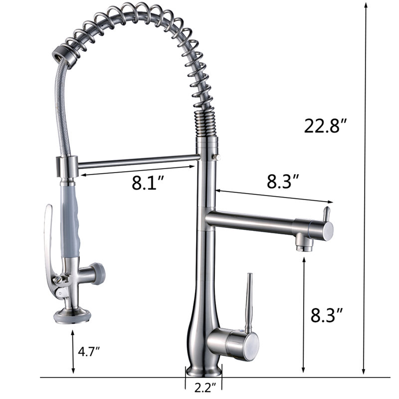 Contemporary Style Commercial Kitchen Faucet - Pull Down & Pot Filler, Single Handle, Brushed Nickel Finish With Nickel, Ceramic Body, Robust Construction