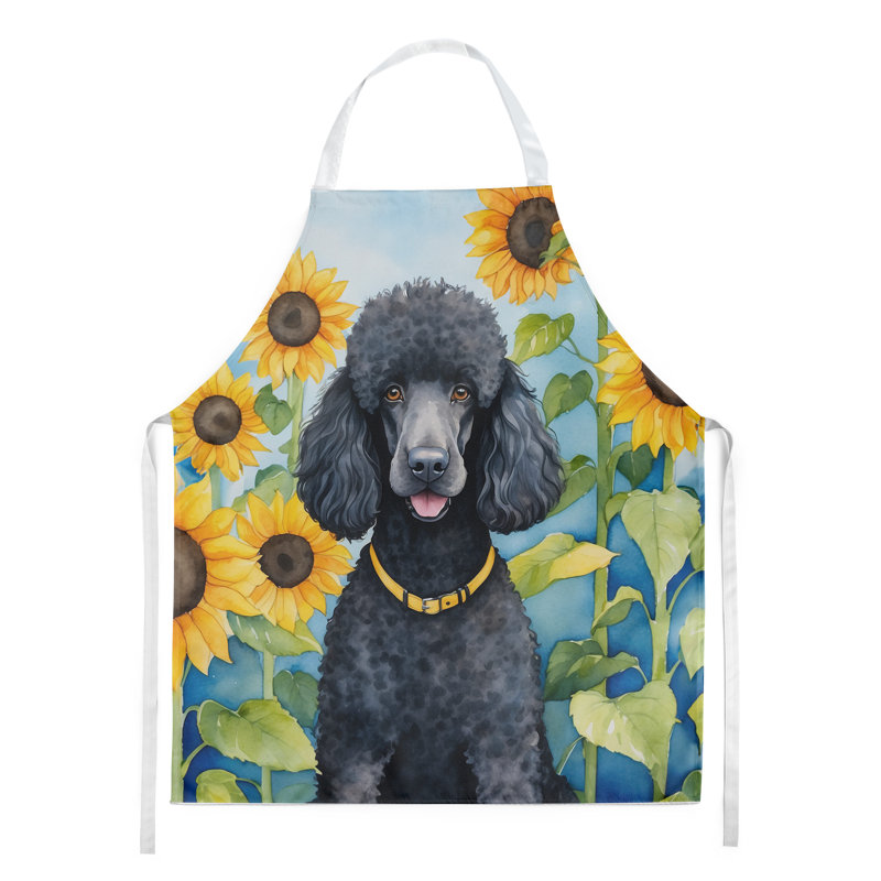 Tablier caniche noir en tournesols