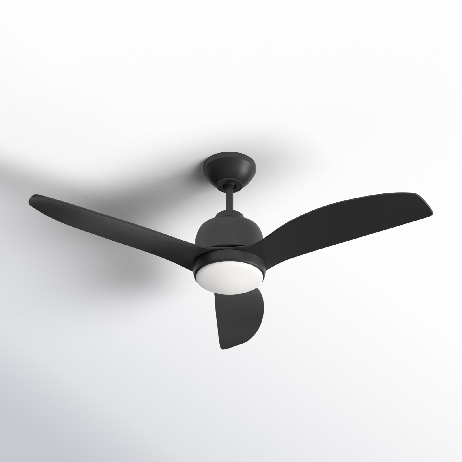 44'' Ceiling Fan with LED Light Kit, Matte Black, Matte Black, 12.18" H x 44" W x 44" D