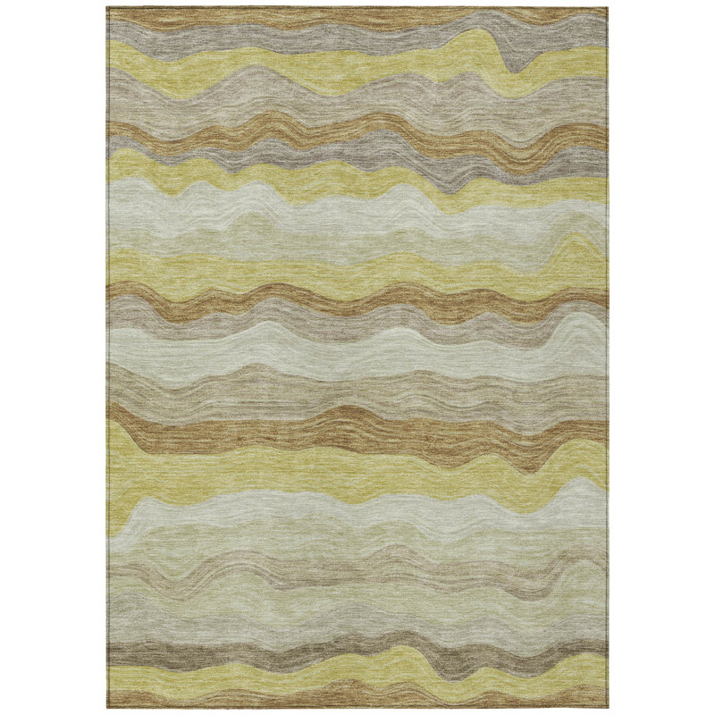 Machine Washable Indoor/Outdoor Lanphear ACN2397 Stripes Rug, Rectangle 10' x 14'