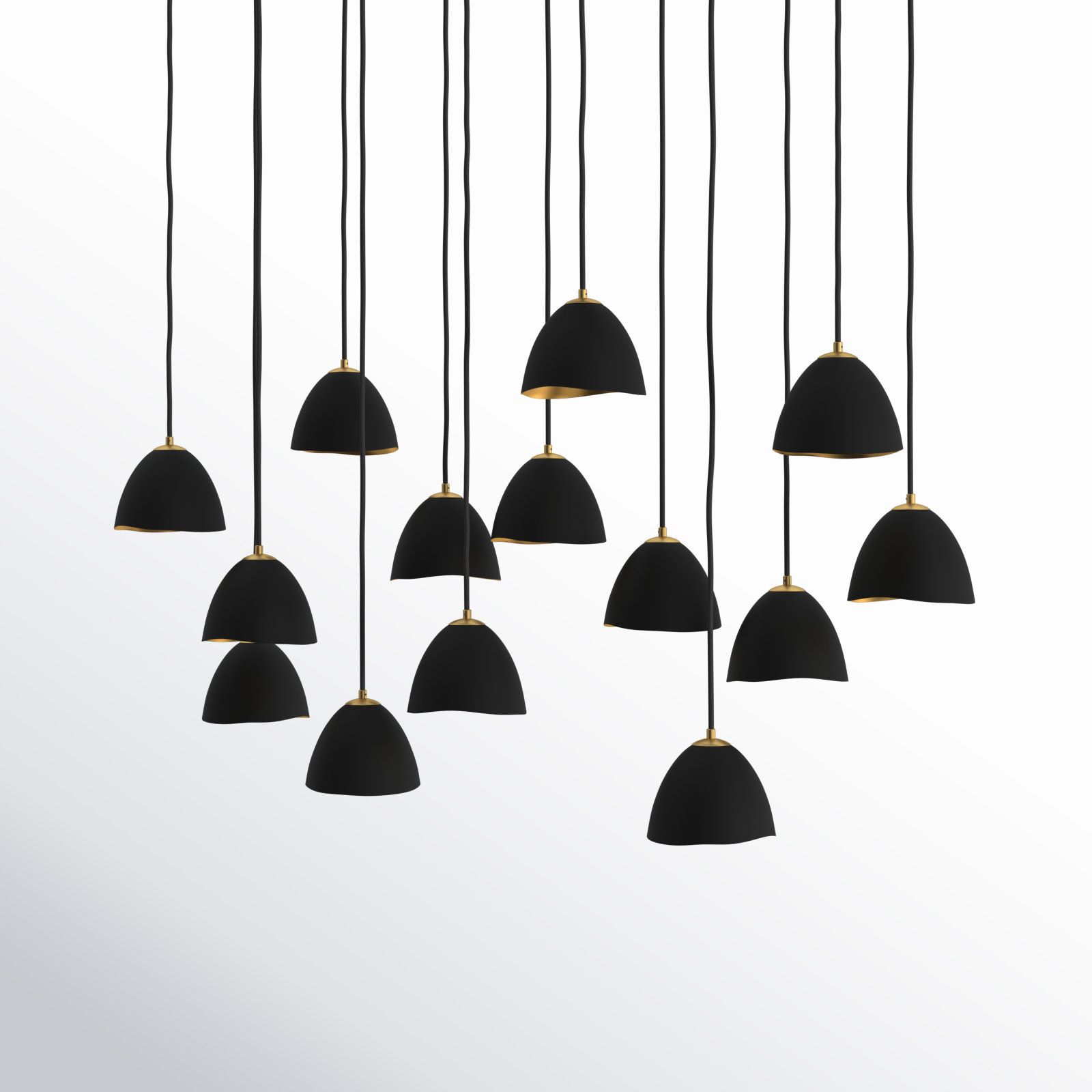 Cotter 14 - Light Dimmable Geometric Chandelier, Shell Black