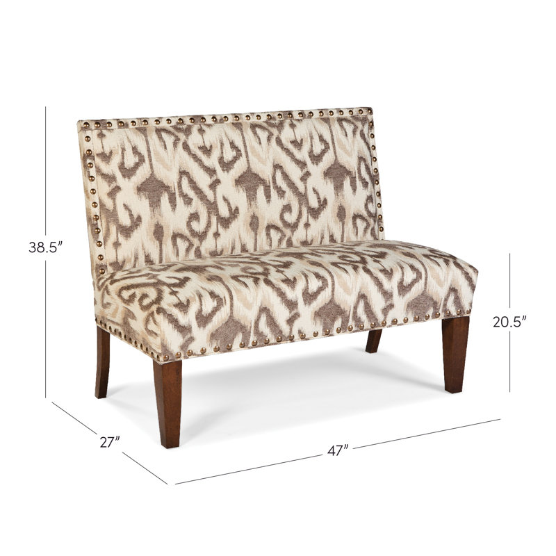 Dewey Settee, Almond Buff, Aged Bronze, 4850 Indigo