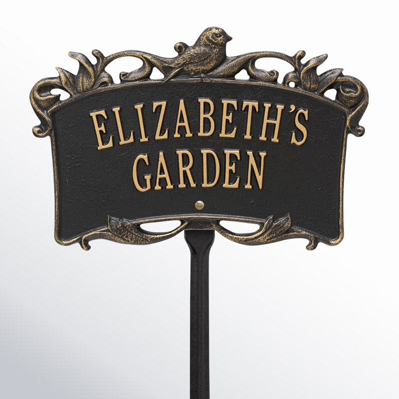 Song Bird Personalized Garden Sign, Black/Gold
