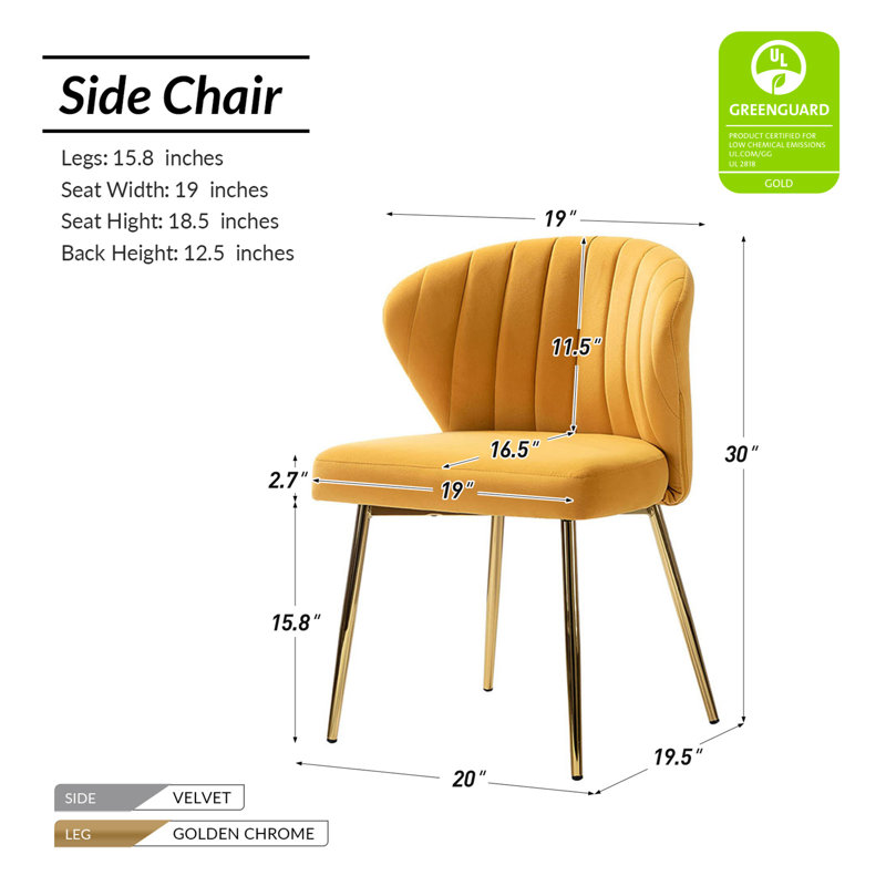 Chaise à oreilles Leona, Velours moutarde