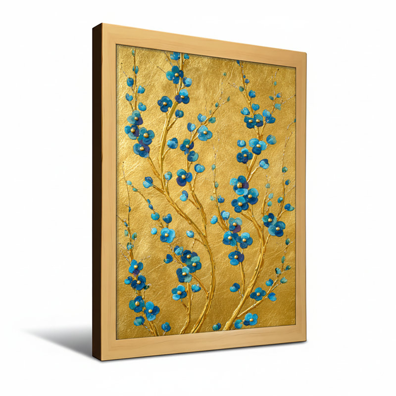Plantes et fleurs sur fond, H 18 po x l 12 po, Toile tendue, Ne s’applique pas