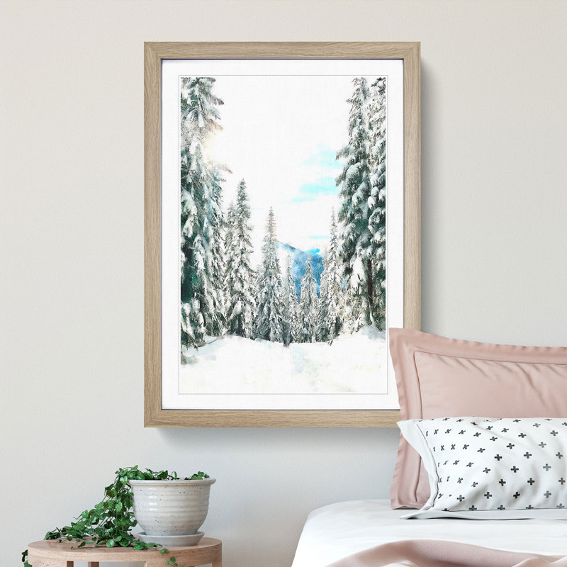 Winter Trail - Single Picture Frame Painting on MDF, Oak Framed, 87cm H x 62cm W x 2cm D