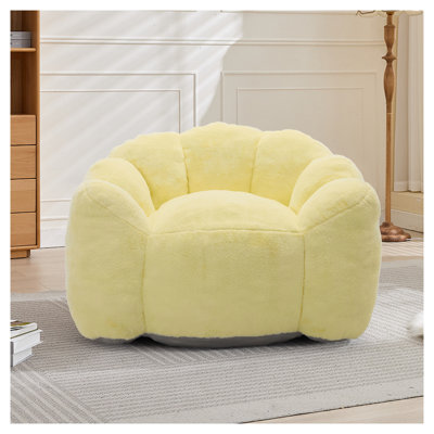 Fauteuil à billes jaune en fausse fourrure