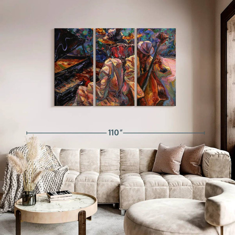 «Jazz Band Musisans», reproduction d'art sur toile, H 48 po x l 74 po x P 1,25 po