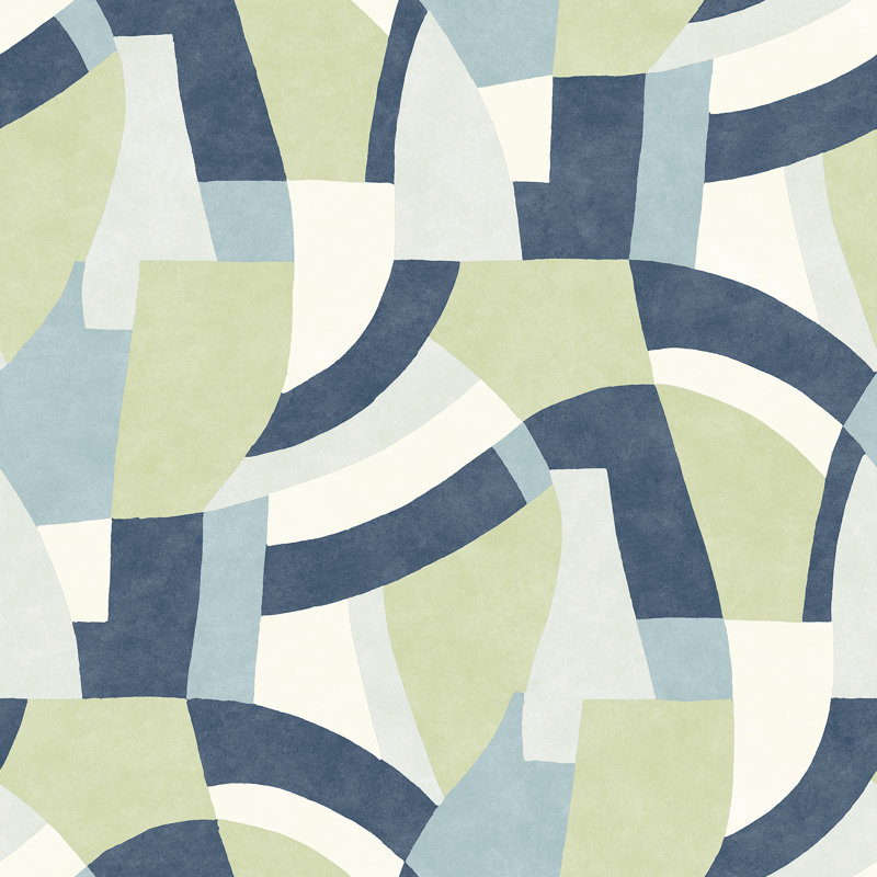Melbourne Peel & Stick Geometric Roll, Teal