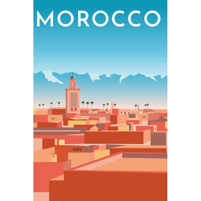 Morocco Travel Poster by Rinat Khairitdinov - Wrapped Canvas Print, 76cm H x 51cm W