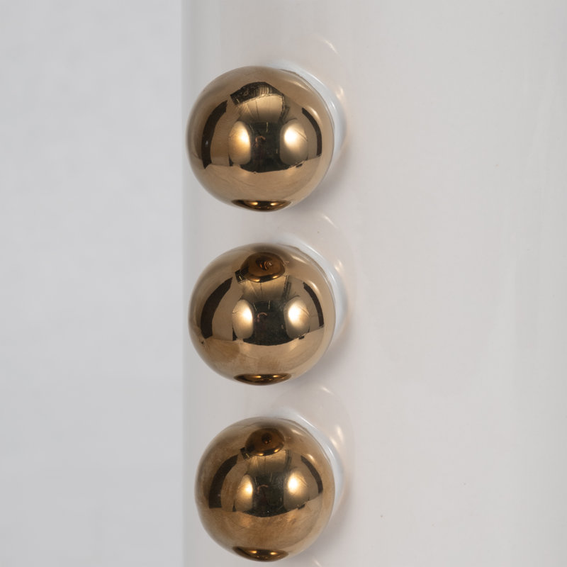 Stoneware Vase with Decorative Spherical Accents and Contemporary Design - Modern Stylish Stoneware Cylinder with Unique Orb Details for Chic Aesthetic Appeal