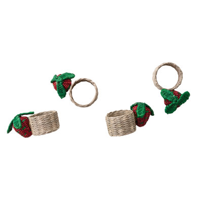 Ensemble de 4 rondelles de serviette en fraise de mer tissées à la main 4 pièces