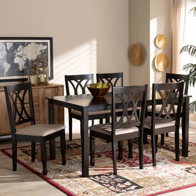 Rohit 5 - Piece Rubber Solid Wood Dining Set -  Red Barrel StudioÂ®, 6A868CBE313F46CBA70BFAA0F01E4851