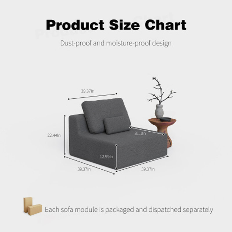 Oversized Single Sectional Sofa,Luxury Boucle Floor Couch Set,Convertible Compressed Couch,Spacious Foam-Filled Sofa For Living Room, Free Combination