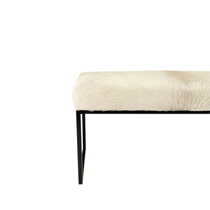 Upholstered Cowhide Bench, 19" H x 60" W x 16" D