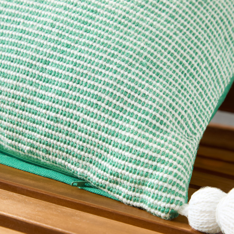 TOWN & COUNTRY TERRA Alara Ribbed Texture Indoor Outdoor Decorative Pillow 20"x20" , Green/Ivory, 19.69"H x 19.69"W, Square