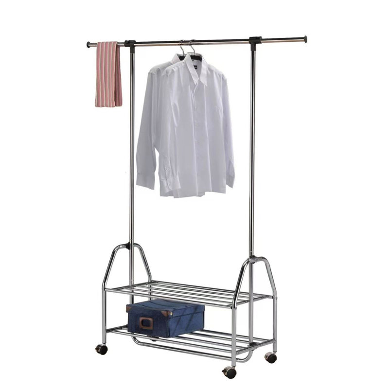 Chrome Metal Clothes Rack Extendable Bar