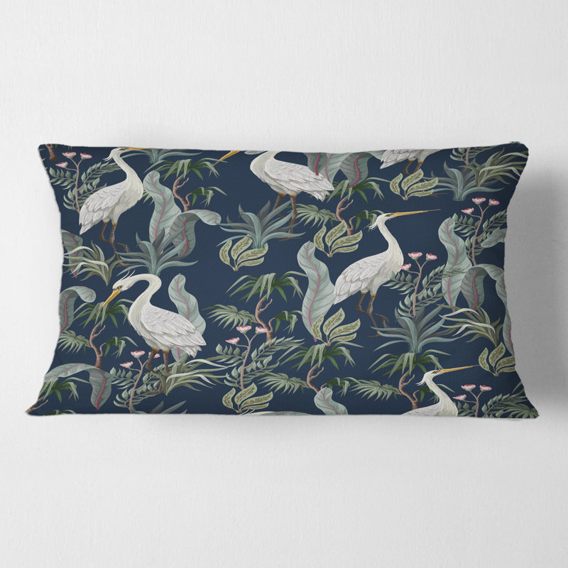 Coussin Rectangle, chinoiserie avec oiseaux et pivoines VII - imprimé traditionnel