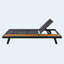 Structure de chaise longue en bois d'acacia noir à finition fer et teck avec dossier réglable et surface de rangement plate, fauteuil inclinable extérieur de 400 lb pour le patio près de la piscine