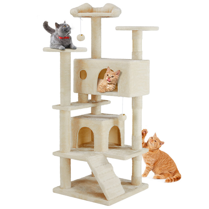 Arbre à chat, tour d'intérieur à plusieurs étages pour chat, salle de jeux pour animaux de compagnie avec grand appartement