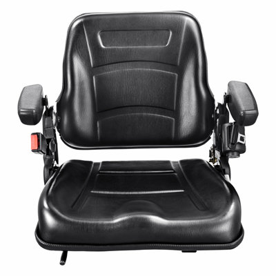 Universal Forklift Seat, Fold Down Tractor Seat with Adjustable Angle Back, Micro Switch, Seatbelt and Armrests, 6.3-13.4 inch Slot Tractor Seat for Tractor Loader Excavator