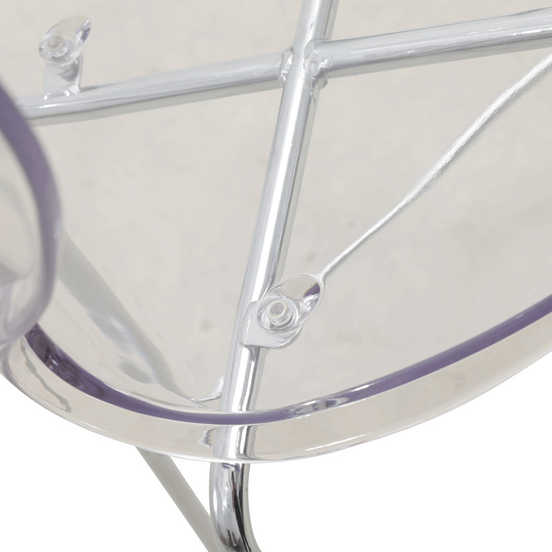 Edenfield Acrylic Barstool with Steel Frame in Chrome Finish (Set of 2), Clear