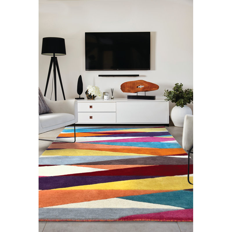 Clintonia Abstract Wool Hand Tufted Area Rug, Rectangle 80 x 150cm