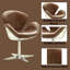 Fauteuil d'appoint en cuir fleur avec pivot, brun et argent