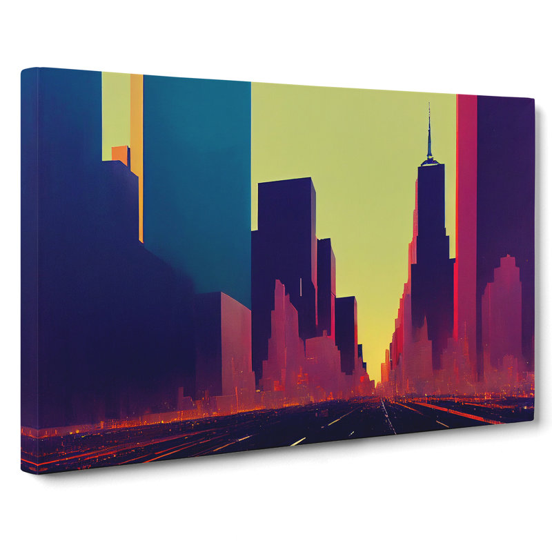 Cyberpunk New York Skyline Vol.3 - Wrapped Canvas Print, 35cm H x 50cm W x 3cm D