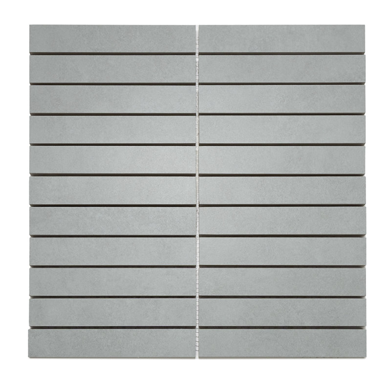 Foundry Concrete 1" x 6" Porcelain Mosaic Floor and Wall Tile, Light Olive Green