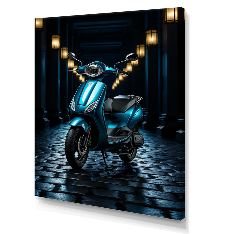 Scooter électrique bleu II, H 20 po x l 12 po x P 1 po, Toile tendue