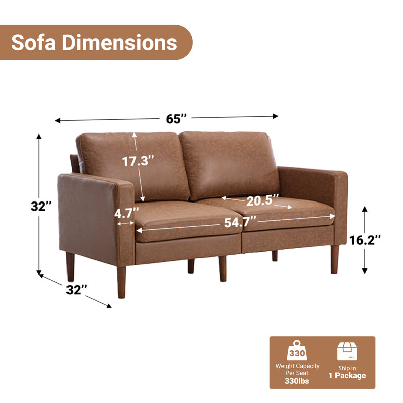  65" Classic Loveseat, Brun