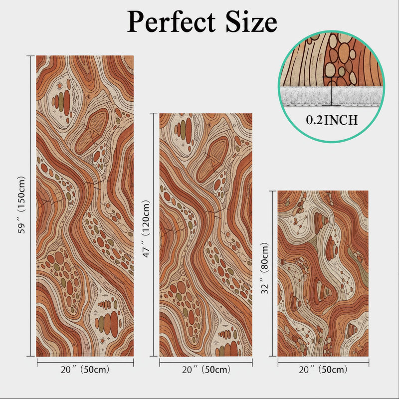 Abstract Waves Non-Slip Washable Kitchen Mats