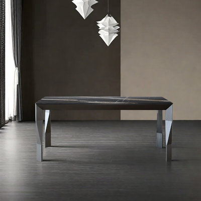 Sintered stone simple stainless steel dining table