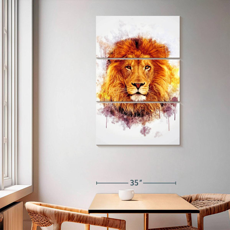 Brampt Lion Head Paint Splash, 65" H x 42" W