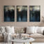 Art mural encadré sur toile - Paysage abstrait Moody avec formes douces et floues - 16 po x 24 po x 3 pièces, 24 po x 36 po x 3 pièces-880444194-880444198