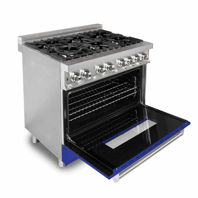 ZLINE 36" Legacy Dual Fuel Range, Blue Matte Stainless Steel