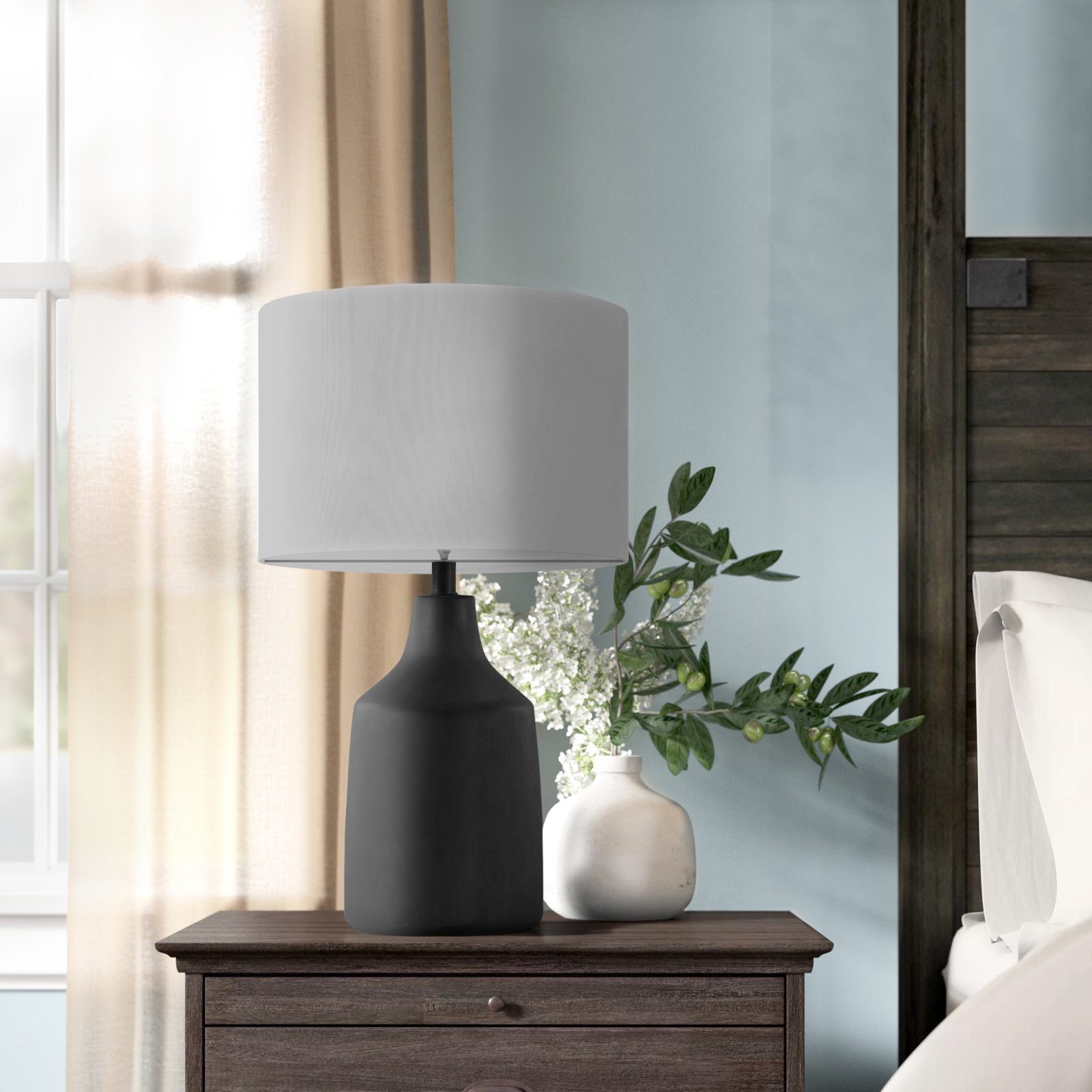 Lockwood Concrete Table Lamp, Black Base / Gray Shade