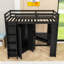 Lit mezzanine simple en bois avec garde-robe, bureau et ports USB-2128483025