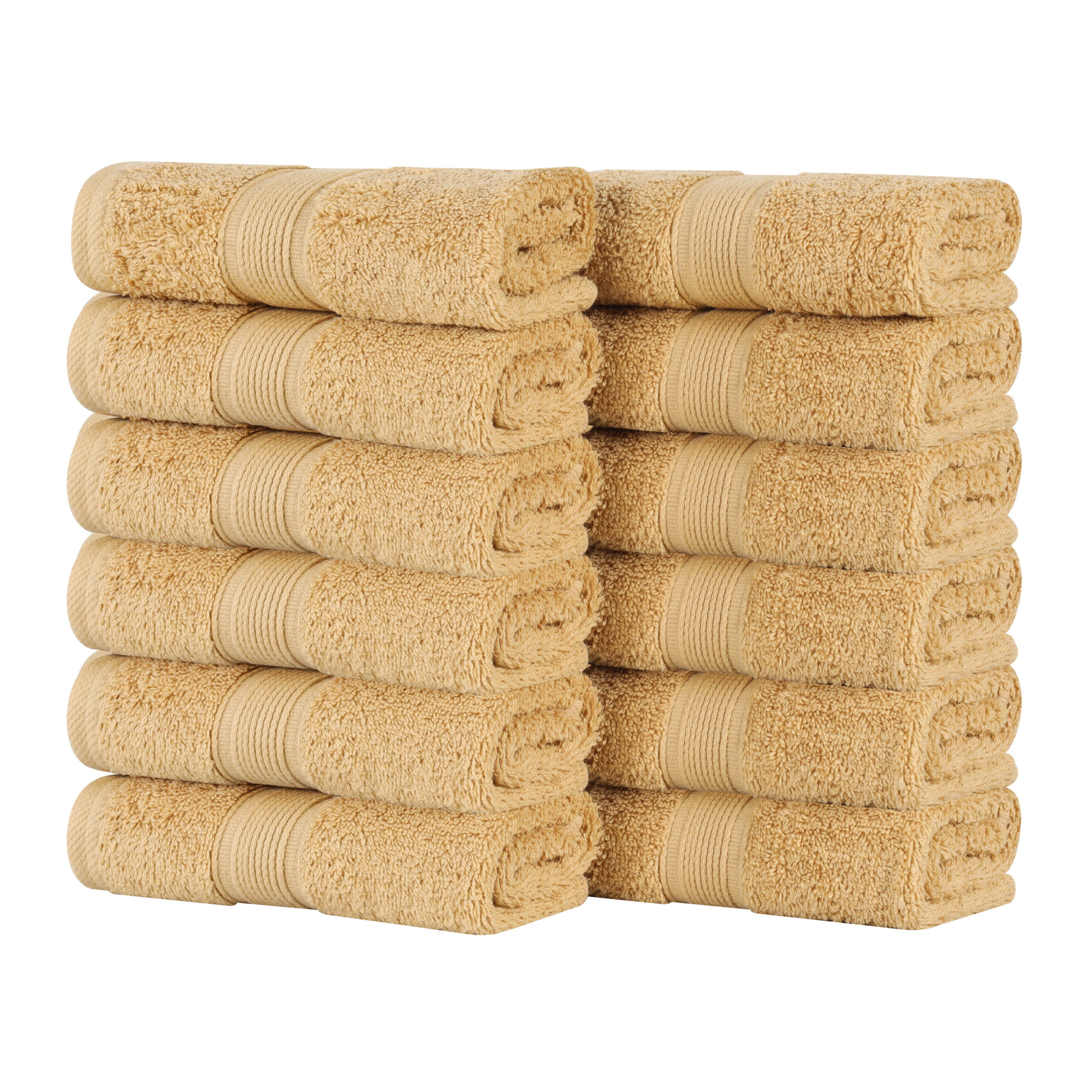 Lyndon Organic Cotton Medium Weight Towel Set, Gold, 12 Washcloth Set